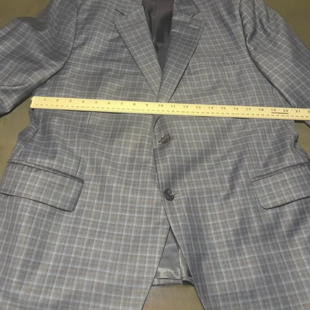 Tailored 46R Peter Millar Blue Plaid‎ 100% Wool Men's Sports Coat EUC RV: $798